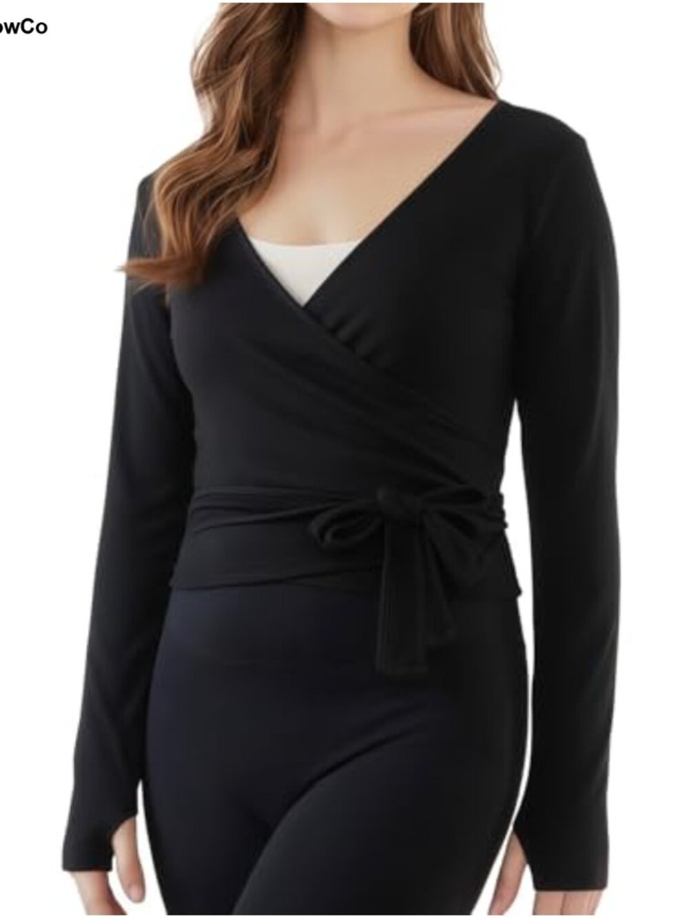 Baisdan Ballet Wrap Top Long Sleeve Pilates Yoga Workout Shirt